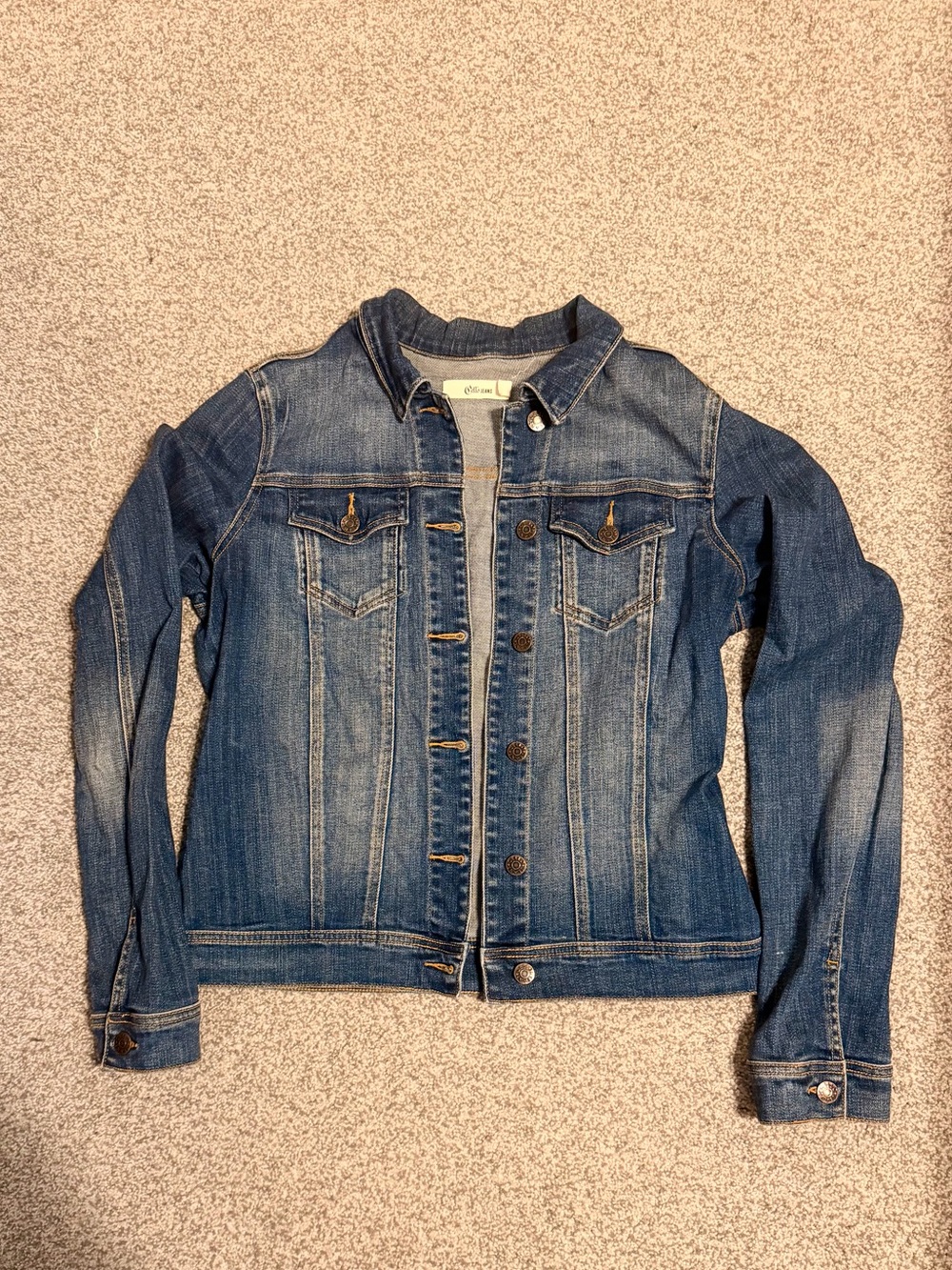 Cello Blue Denim Jacket with Red Accent